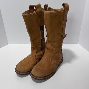 Timberland Girls US 2.5 EU 34.5 Leather Riding/Biker/Combat Boots Zipper Buckle